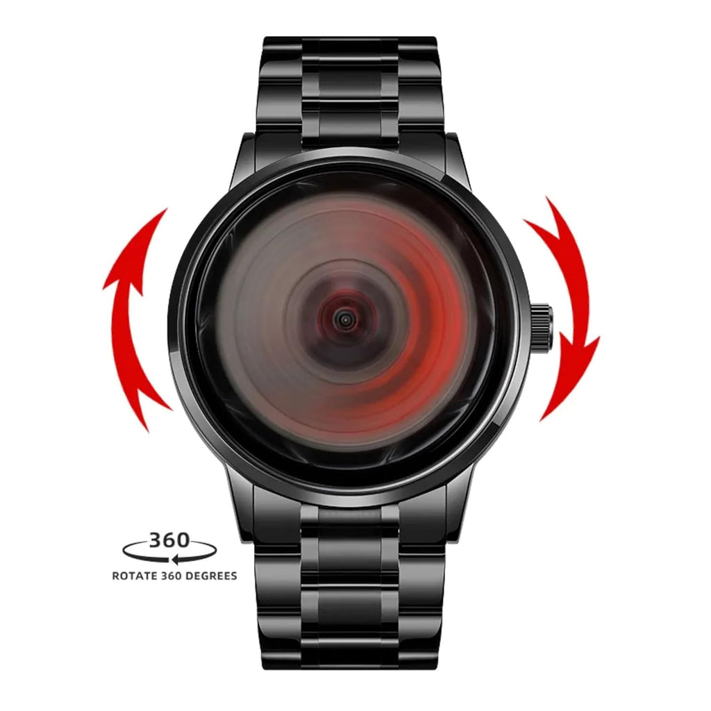 GOLDENIZE FASHION Branded Men's Sport Quartz Watch Car Wheel Multicolour Dial Wheel Dial 360 Rotating Casual Fashion Stainless Steel Alloy Mens &Boy's Luxury Metal Gift Creative Watch
