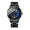 GOLDENIZE FASHION Branded Men's Sport Quartz Watch Car Wheel Multicolour Dial Wheel Dial 360 Rotating Casual Fashion Stainless Steel Alloy Mens &Boy's Luxury Metal Gift Creative Watch