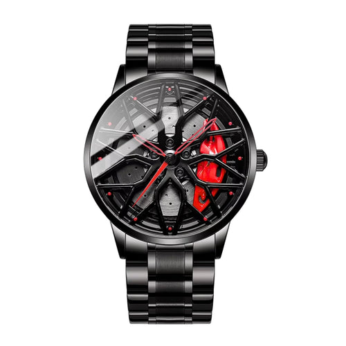 GOLDENIZE FASHION Branded Men's Sport Quartz Watch Car Wheel Multicolour Dial Wheel Dial 360 Rotating Casual Fashion Stainless Steel Alloy Mens &Boy's Luxury Metal Gift Creative Watch