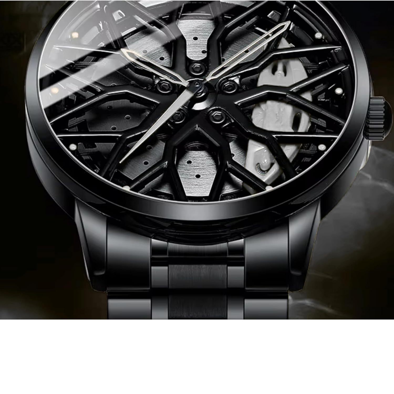 GOLDENIZE FASHION Branded Men's Sport Quartz Watch Car Wheel Multicolour Dial Wheel Dial 360 Rotating Casual Fashion Stainless Steel Alloy Mens &Boy's Luxury Metal Gift Creative Watch